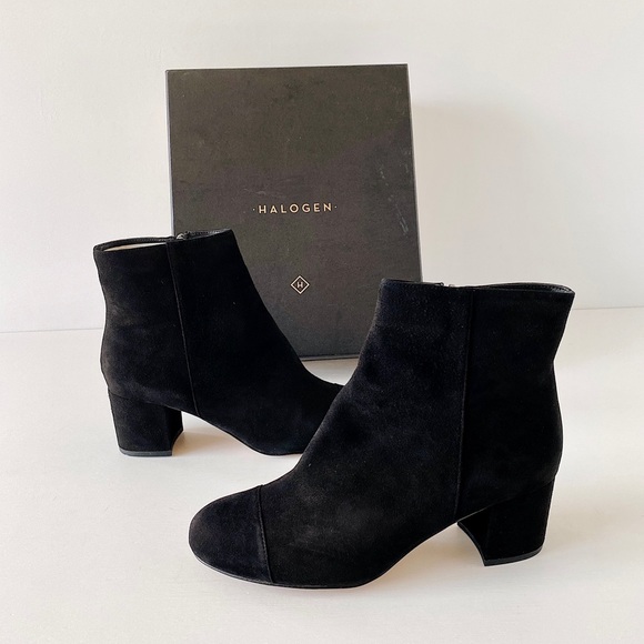 ✨New HALOGEN Hacade Suede Heel Booties Black 9.5M - Picture 1 of 9